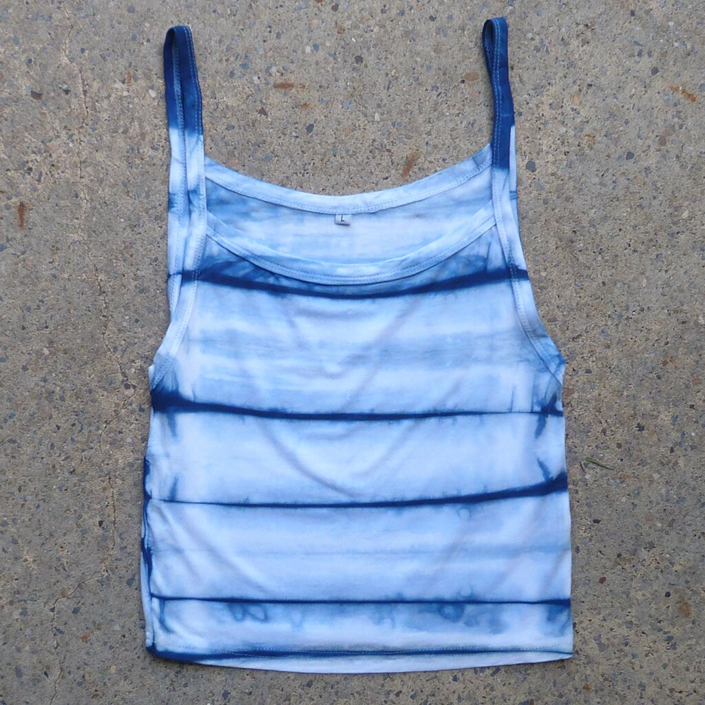 Natürliche Indigo Hand Gefärbt Shibori Tie Dye Tank Top Größe L Bio-Baumwolle von NaturalDyesStudio