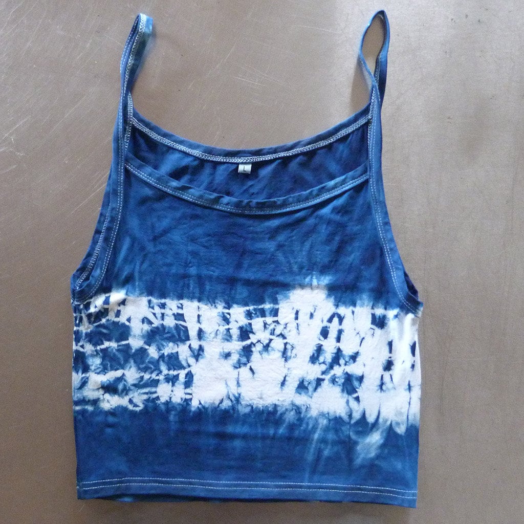 Natürliche Indigo Hand Gefärbt Shibori Tie Dye Tank Top Größe L Bio-Baumwolle von NaturalDyesStudio