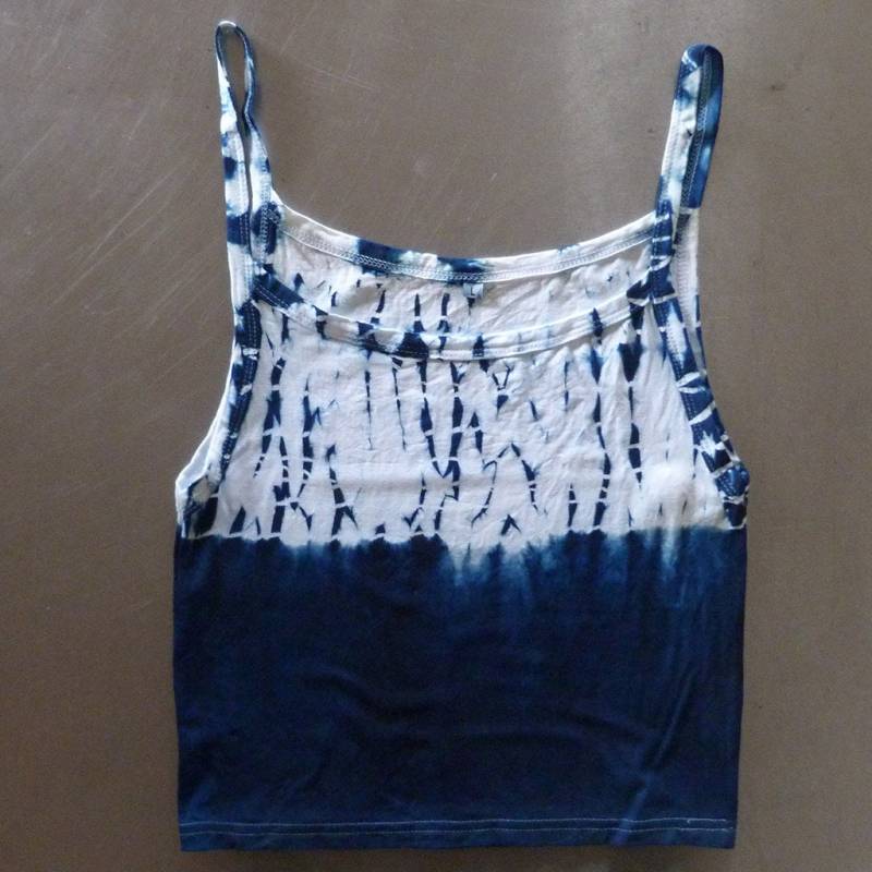 Natürliche Indigo Hand Gefärbt Shibori Tie Dye Tank Top Größe L Bio-Baumwolle von NaturalDyesStudio