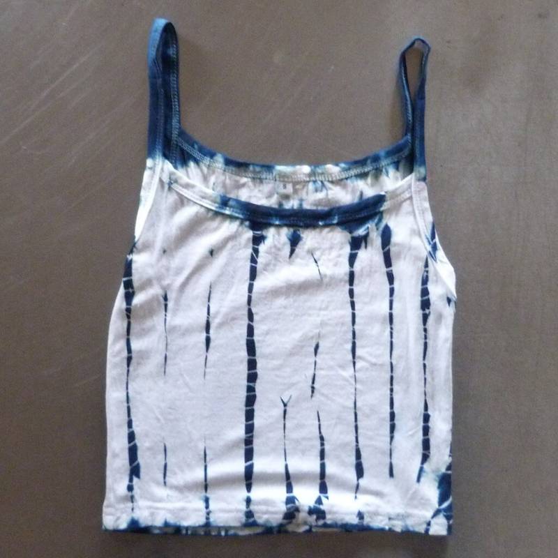 Natürliche Indigo Hand Gefärbt Shibori Tie Dye Tank Top Größe S Bio-Baumwolle von NaturalDyesStudio