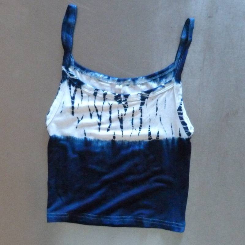 Natürliche Indigo Hand Gefärbt Shibori Tie Dye Tank Top Größe S Bio-Baumwolle von NaturalDyesStudio