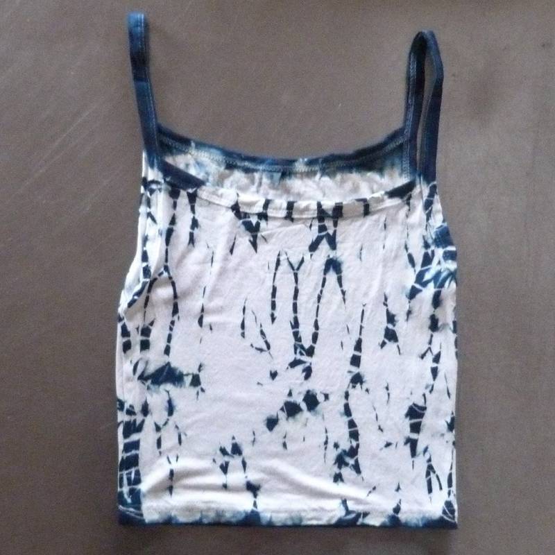 Natürliche Indigo Hand Gefärbt Shibori Tie Dye Tank Top Größe S Bio-Baumwolle von NaturalDyesStudio