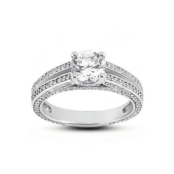 1, 59 Ct Tw. H/Si2/Vg Runde Natürlichen Diamanten-18Kw-Kathedrale Split-Band-Ring 4, 6 Mm von NaturalFacet