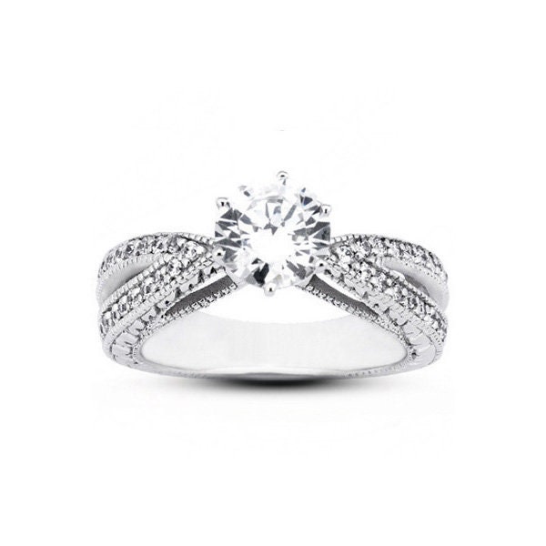 3, 80 Ct H/I1/Ideal Runde Natürlichen Diamanten 18Kw Split Schaft Eingraviert Ring 7, 35 Mm von NaturalFacet