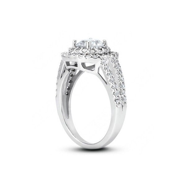 3.39Ctw D/I1/Ideal Runde Natürlichen Diamanten Weißgold Halo Aufgeteilt Bandring 4, 8 Mm von NaturalFacet