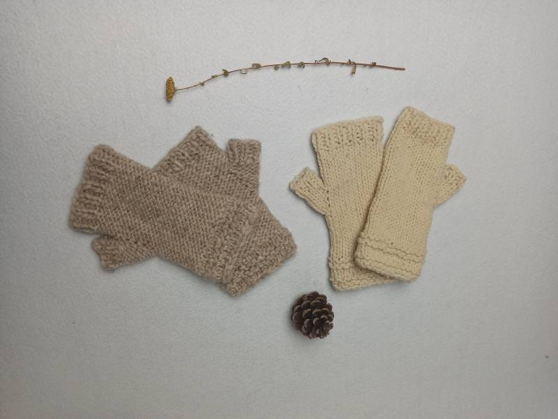 Kurze Fäustlinge Aus 100 % Natürlicher Wolle von NaturalFeltSpain