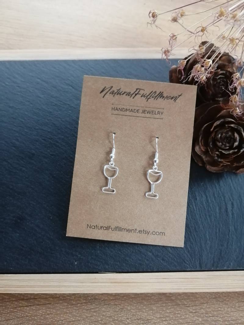 Wine Glass Earrings | Gift For Lover Weinglas Ohrringe Wirewrapped von NaturalFulfillment