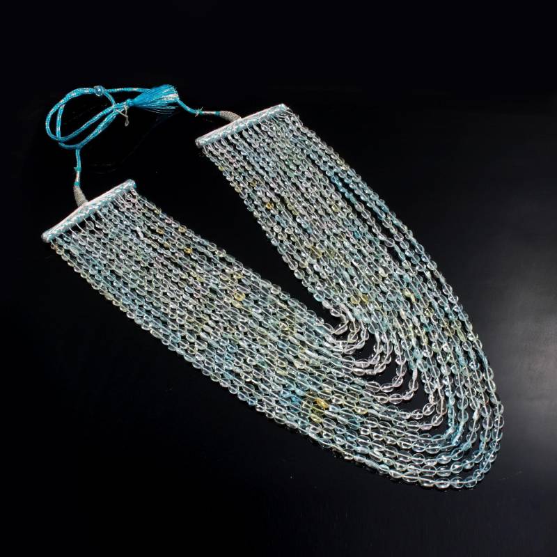 Natürliche Aquamarin Ovale Form Glatte Perlen -Aquamarin Oval -Aqua Glatt Oval Perlen-Aquamarin Edelstein Halskette von NaturalGemsGlare