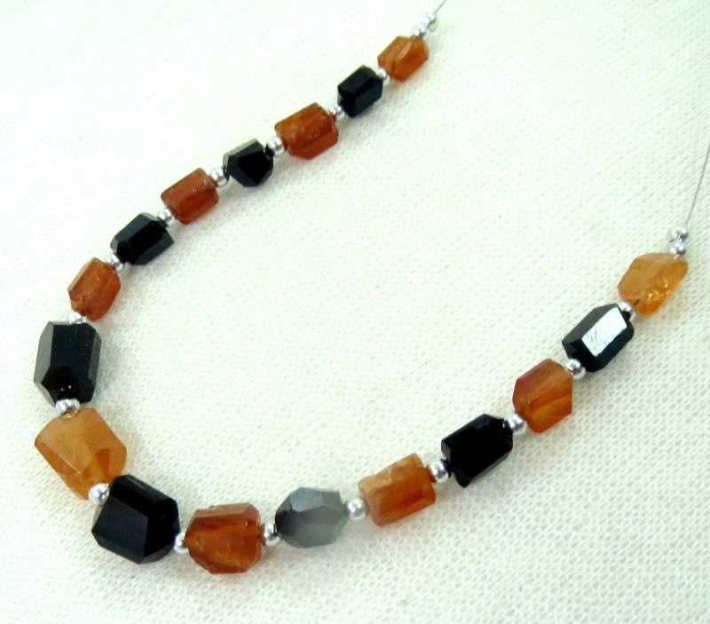 1 Strand Hessonit Granat Mit Schwarzen Turmalin Perlen @ak173 von NaturalGemstones1