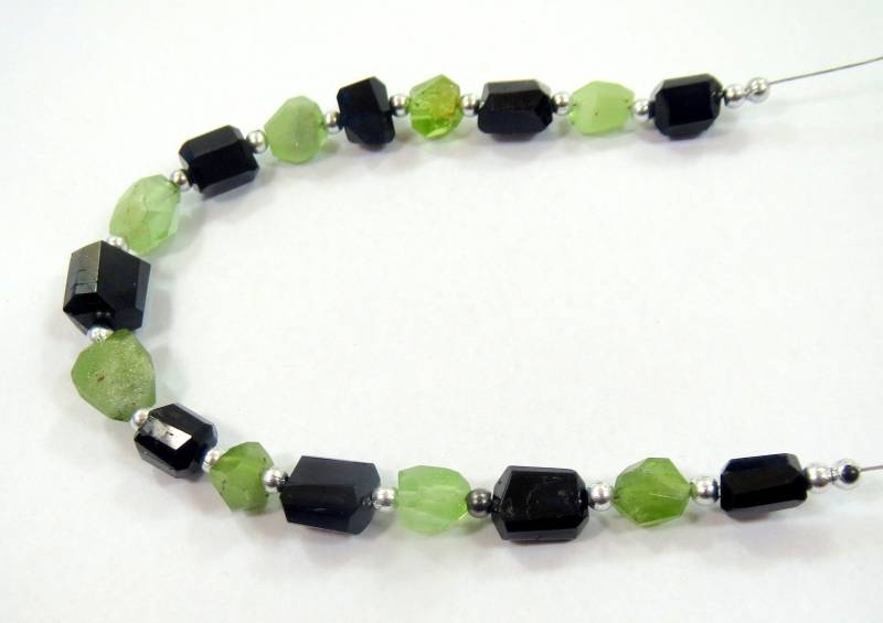 1 Strand Schwarz Turmalin Mit Peridot Perlen @ak7 von NaturalGemstones1