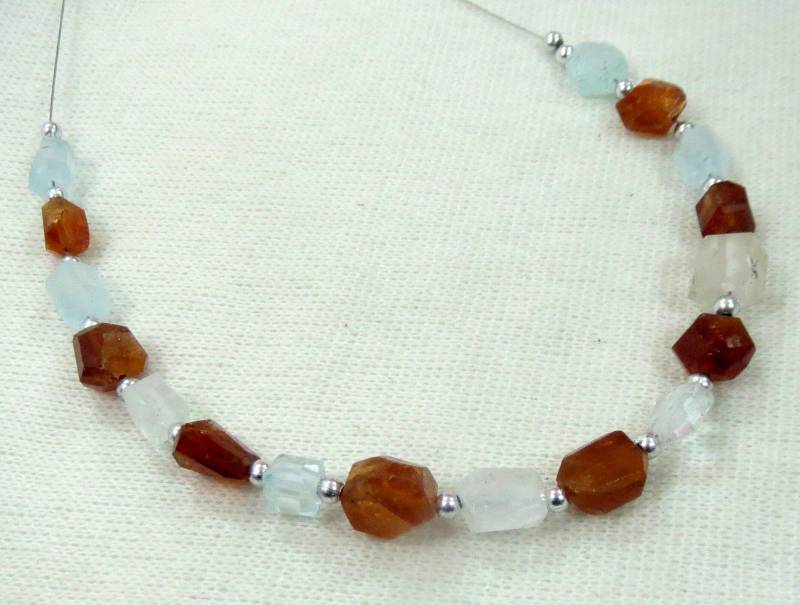 1 Strang Aquamarin Mit Hessonit Granat Perlen @ak231 von NaturalGemstones1