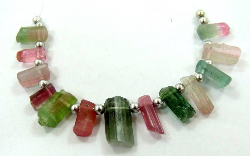 Multi-Color Turmalin Kristall Strang, Edelstein-Perlen von NaturalGemstones1