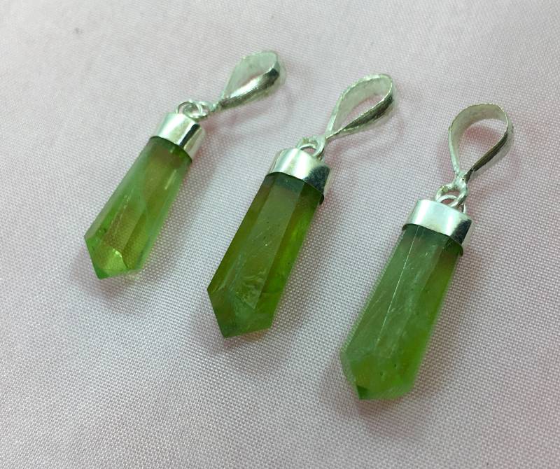 Peridot Anhänger, Sterling Silber, 3Er Set@pr von NaturalGemstones1