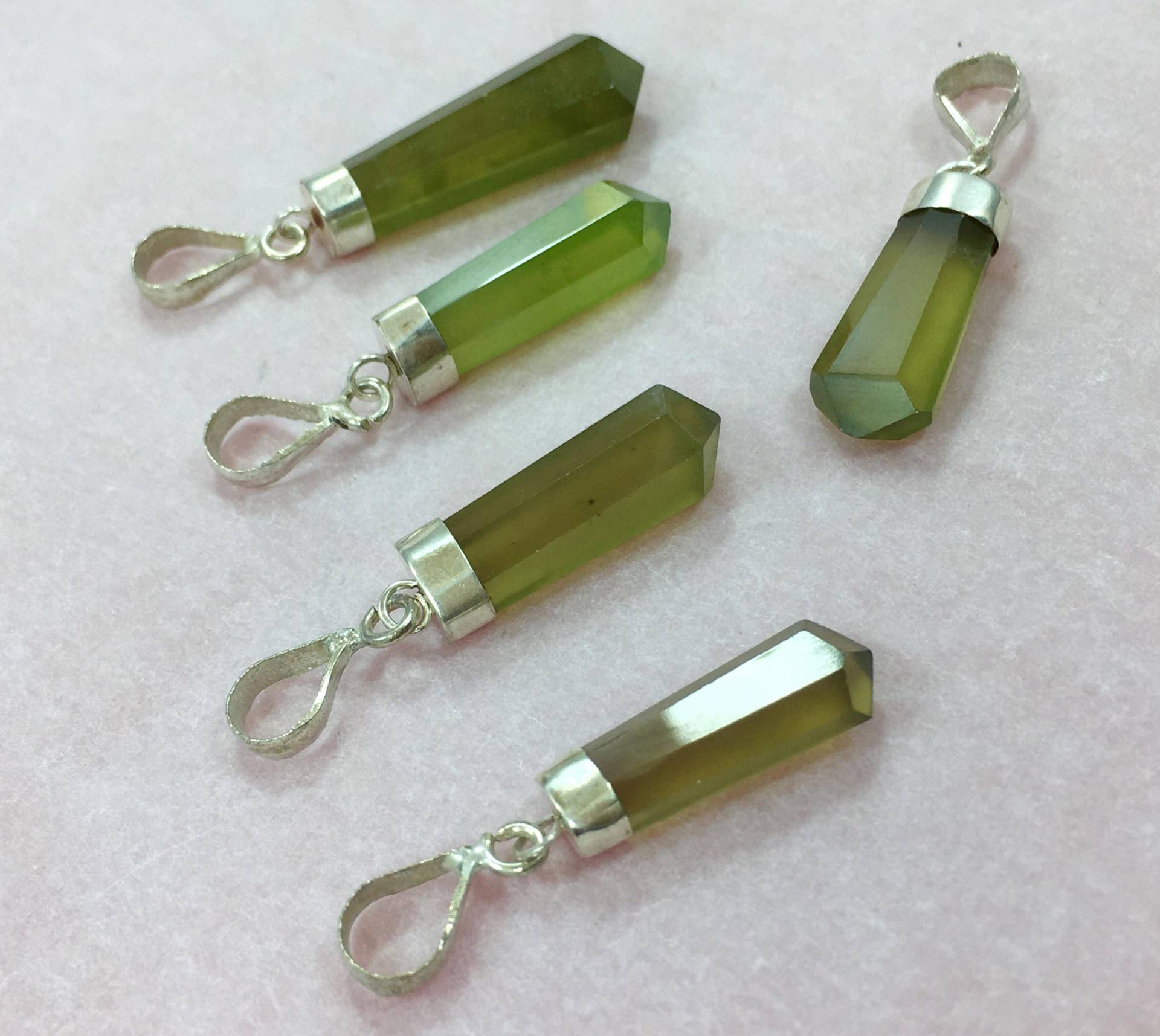 5 Stück Anhänger Aus Hydrograsart Sterling Mit 925Er Silber 15 von NaturalGemstones1