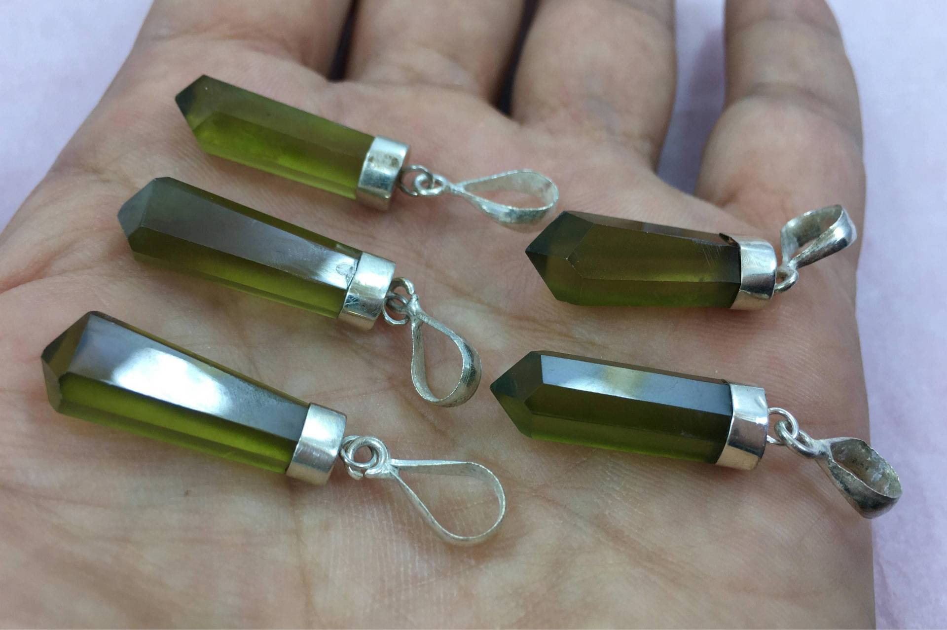 5 Stück Hydrograssular Granat Anhänger Sterling Mit 925Er Silber Ek von NaturalGemstones1