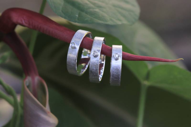 Silber Ring 925 Mit Diamant Gekratzt - Valentinstag Paar Rekord Verlobungsring Geschenk-Idee Herren Frauen von NaturalGeometry