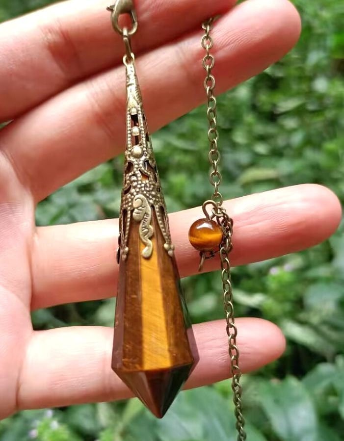 Natürliche Gold Tigerauge Stein Pendel/Anhänger Glänzendes Goldenes Spiritueller Kristall Nicht Gefärbt Erhitzt Meditationskristalle von NaturalMineralsArt