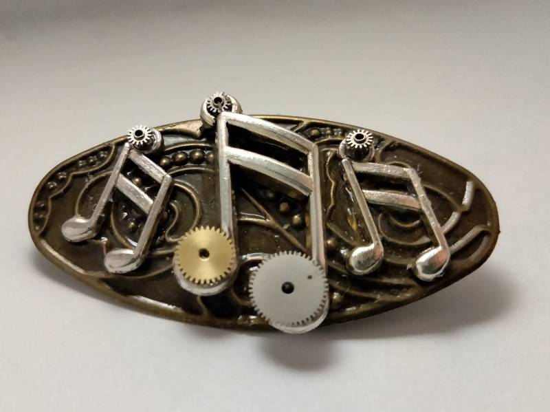 steampunk Musik Note Pin - Cyberpunk Brosche - Handgemachter Recycelter Schmuck - Kleidung Accessoire - Valentinstag Geschenkidee - Upcycled von NaturalVanity