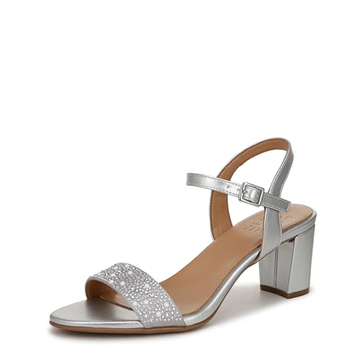 Naturalizer Damen Bristol5 Sandalen mit Absatz, Silberfarbenes Kunstleder und Stoff, 7 Wide von Naturalizer