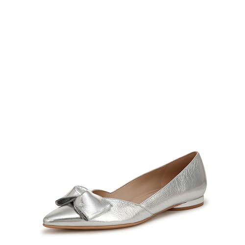 Naturalizer Damen Havana-Bow Flache Ballerinas, Silberfarbenes Leder, 6.5 UK Wide Naturalizer Damen Havana-Bow Flache Ballerinas, Silberfarbenes Leder, 6.5 UK Wide von Naturalizer
