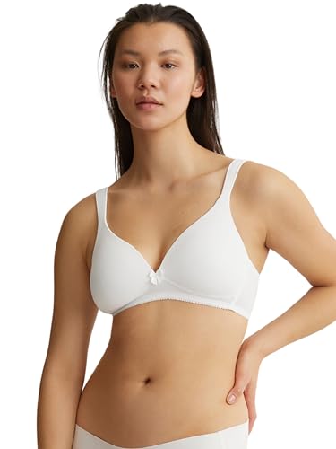 Naturana® BH Damen ohne Bügel [Cup A-D] I 100% Gepolsterte Träger I BH ohne Bügel mit nahtlosen Cups I Damen BH mit Unterbrustband 75 Weiss D von Naturana