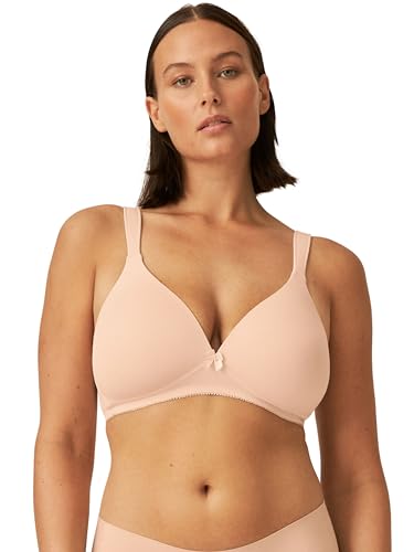 Naturana® BH Damen ohne Bügel [Cup A-D] I 100% Gepolsterte Träger I BH ohne Bügel mit nahtlosen Cups I Damen BH mit Unterbrustband 95 Light Beige C von Naturana