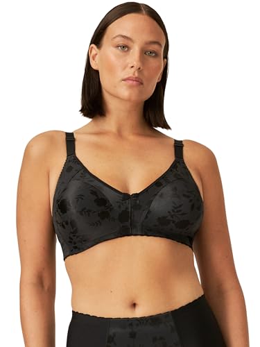 Naturana® Minimizer BH mit Blumenmuster [Cup B-D]: Minimizer BH ohne Bügel I Big Cup BH mit schönen Verzierungen I BH Minimizer ohne Bügel 75 Schwarz E von Naturana