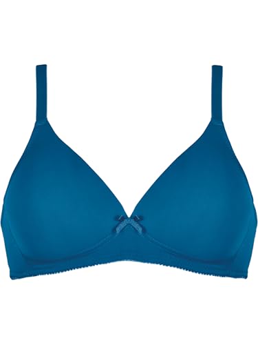 Naturana® Soft-BH ohne Bügel mit Schale [Cup A-D] Optimaler Sitz & maximaler Halt Dank Schnittführung & Breiten Trägern I 95 Mykonos Blue C von Naturana