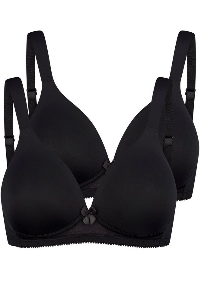 Naturana Bügelloser BH 2er Pack Basic (Spar-Set, 2-tlg) Schalen-BH ohne Bügel - Nahtlose Cups, Gepolsterte Entlastungsträger von Naturana