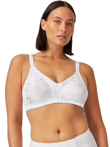 Naturana® Minimizer BH mit Blumenmuster [Cup B-D]: Minimizer BH ohne Bügel I Big Cup BH mit schönen Verzierungen I BH Minimizer ohne Bügel 85 Weiss E von Naturana