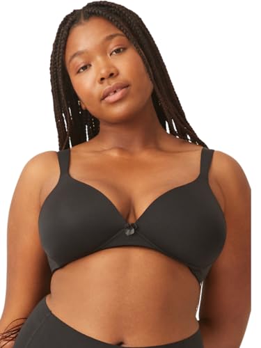 Naturana® BH Damen ohne Bügel [Cup A-D] I 100% Gepolsterte Träger I BH ohne Bügel mit nahtlosen Cups I Damen BH mit Unterbrustband 80 Schwarz D von Naturana