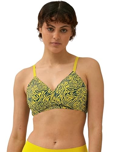 Naturana Side Smoother Soft-BH ohne Bügel für Damen | Breites Unterbrustband | Nahtlose Cups | Starker Halt | Große Größen 90 Golden Olive Print C von Naturana
