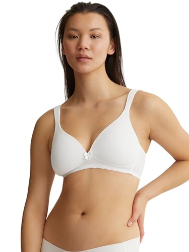 Naturana® BH Damen ohne Bügel [Cup A-D] I 100% Gepolsterte Träger I BH ohne Bügel mit nahtlosen Cups I Damen BH mit Unterbrustband 70 Weiss B von Naturana
