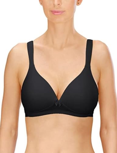 Naturana® BH Damen ohne Bügel [Cup A-D] I 100% Gepolsterte Träger I BH ohne Bügel mit nahtlosen Cups I Damen BH mit Unterbrustband 95 Schwarz D von Naturana