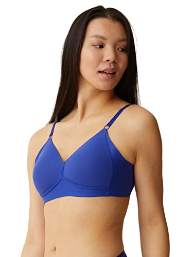 Naturana® Eleganter BH Damen ohne Bügel [Cup A-D] I Besonders schöne Übergänge Dank Side Smoother Effekt & Perfekter Passform I BH ohne Bügel I Bequemer Damen BH 90 Indigoblau A von Naturana