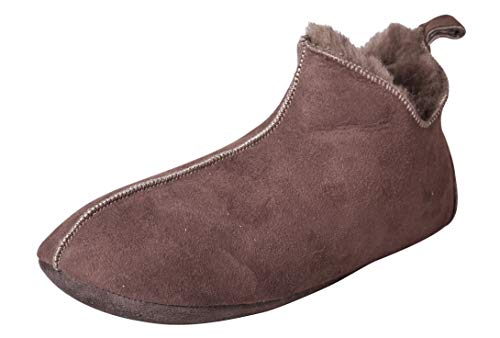 Naturasan Damen/Herren Lammfell Hausschuhe, Fellschuhe Lederschuhe Bettschuhe Puschen Slipper, HS-07 (38 EU, Braun) von Naturasan