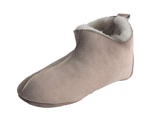 Naturasan Lammfell-Hausschuh für Damen und Herren, warm gefütterte Hüttenschuhe/Mokassin mit weicher Ledersohle, superleicht und bequem, Sondermodell HS-07 (38 EU, Beige (Sand) / White) von Naturasan