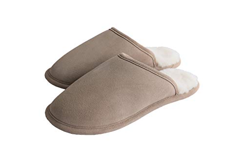 Naturasan Lammfell-Pantoffel Hausschuh für Damen und Herren, warm gefütterte Hüttenschuhe/Schlappen mit weicher Ledersohle, superleicht und bequem, HS-08 (36/37 EU, Beige) von Naturasan