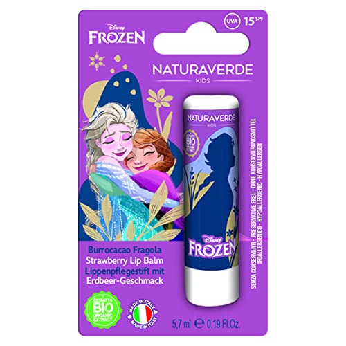 Naturaverde | Kids - Disney Frozen - Erdbeere Lippenbalsam, Kakaobutter für Mädchen mit Bio-Sheabutter, mit UVA-UVB-Filtern - LSF 15, 5,7 ml Lipstick von Naturaverde