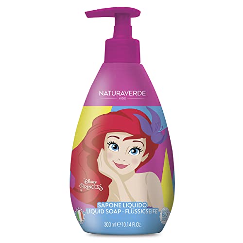 Naturaverde | Kids - Disney Princess - Flüssigseife für Kinder, Ariel, Kinderseife mit Kornblumenextrakt, Bio-Handseife, 300 ml von Naturaverde