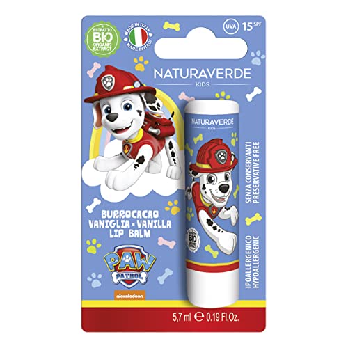Naturaverde | Kids – Paw Patrol – Lippenbalsam mit Vanille, Kakaobutter für Kinder mit Bio-Sheabutter, mit UVA-UVB-Filtern – LSF 15, Lipstick 5,7 ml von Naturaverde