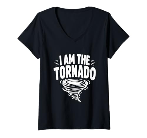 Damen Ich Bin der mächtige Tornado-Naturliebhaber T-Shirt mit V-Ausschnitt von Nature Enthusiast Apparel and Co.