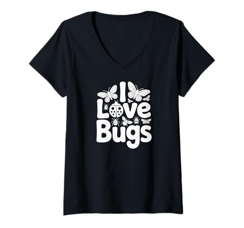 Damen Ich Liebe Käfer, Design für Insektenliebhaber T-Shirt mit V-Ausschnitt Damen Ich Liebe Käfer, Design für Insektenliebhaber T-Shirt mit V-Ausschnitt von Nature Enthusiast Bug Lover Entomology