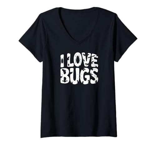 Damen Ich Liebe Bugs Creepy Crawly Insect Fun T-Shirt mit V-Ausschnitt von Nature Enthusiasts Bug Lovers Unite