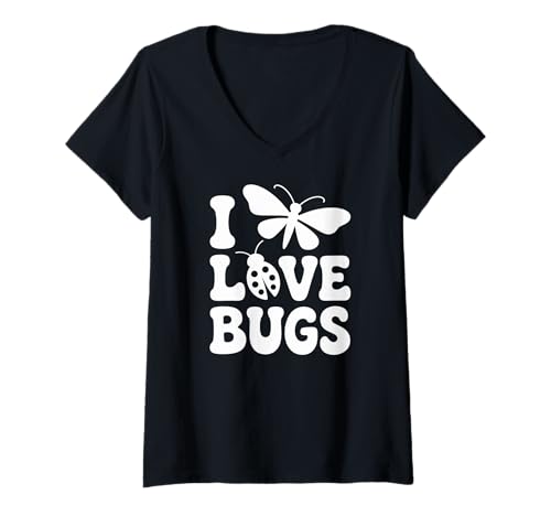 Damen Ich Liebe Bugs Enthusiast Passion Design T-Shirt mit V-Ausschnitt von Nature Enthusiasts Bug Lovers Unite