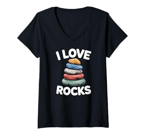Damen Ich liebe Rocks, Naturgeologie-Enthusiast T-Shirt mit V-Ausschnitt Damen Ich liebe Rocks, Naturgeologie-Enthusiast T-Shirt mit V-Ausschnitt von Nature Geology Enthusiast Lovers