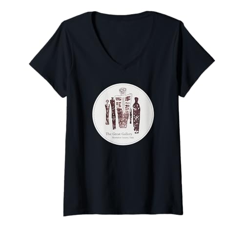 Damen The Great Gallery Pictograph Linolschnitt T-Shirt mit V-Ausschnitt Damen The Great Gallery Pictograph Linolschnitt T-Shirt mit V-Ausschnitt von Nature Linocut Print