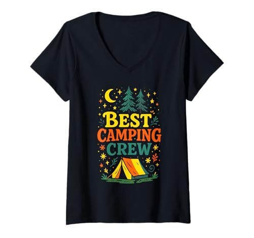 Damen Best Camping Crew - Camping Adventure Outdoor T-Shirt mit V-Ausschnitt Damen Best Camping Crew - Camping Adventure Outdoor T-Shirt mit V-Ausschnitt von Nature Mountains Vacation Camper