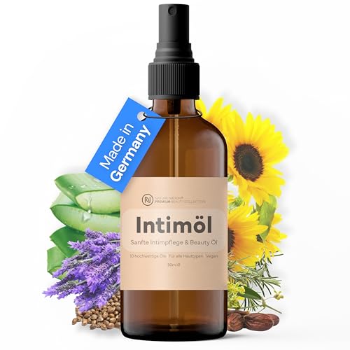 Intimöl After Shave Damen & Herren – Sanfte Pflege nach Intimrasur mit 10 Ölen (Aloe Vera, Jojoba, OPC) – Beruhigt Haut, reduziert Rasierpickel & Rasurbrand – Lavendelduft (50ml) von Nature Nation