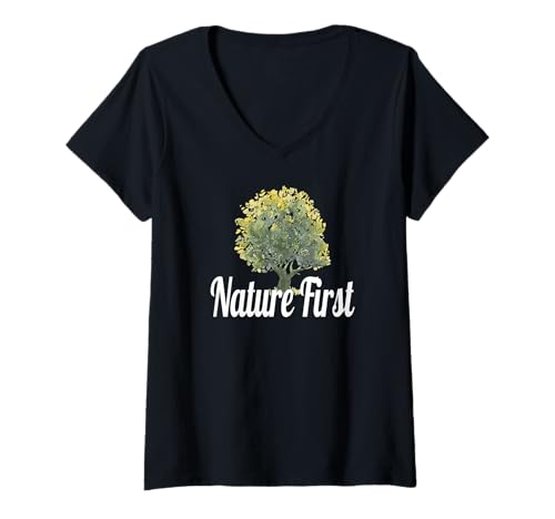 Damen Der erste Baum der Natur T-Shirt mit V-Ausschnitt von Nature Protector Design Co.